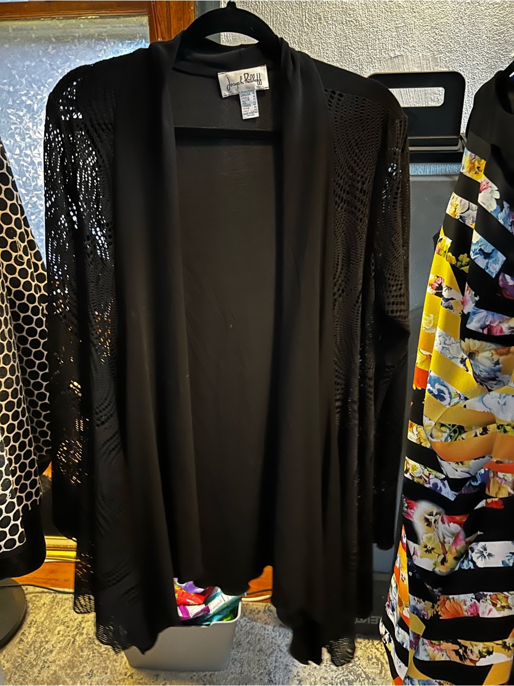 Joseph Ribkoff Black Open-Front Lace Cardigan Sweater